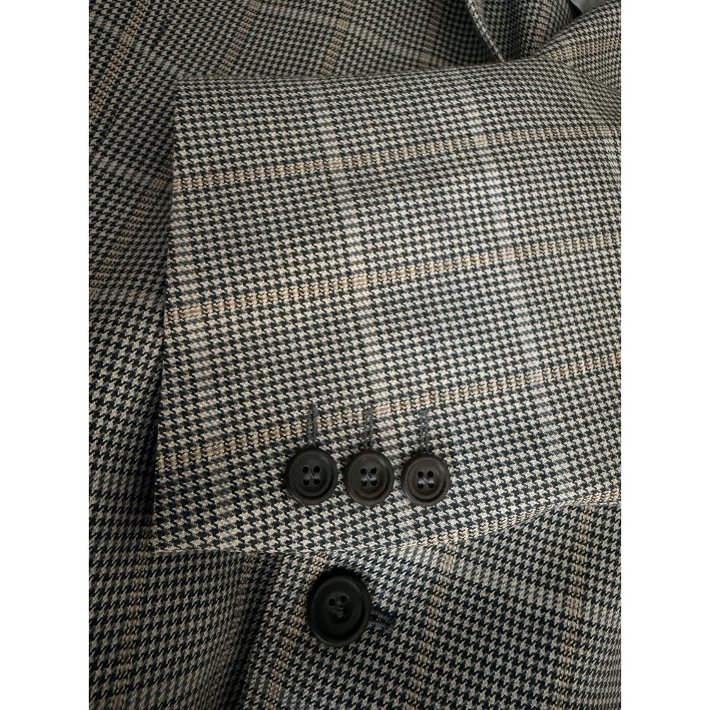 Daks London Men Sport Coat 40R Wool Silk Windowpane Houndstooth‎ Blazer